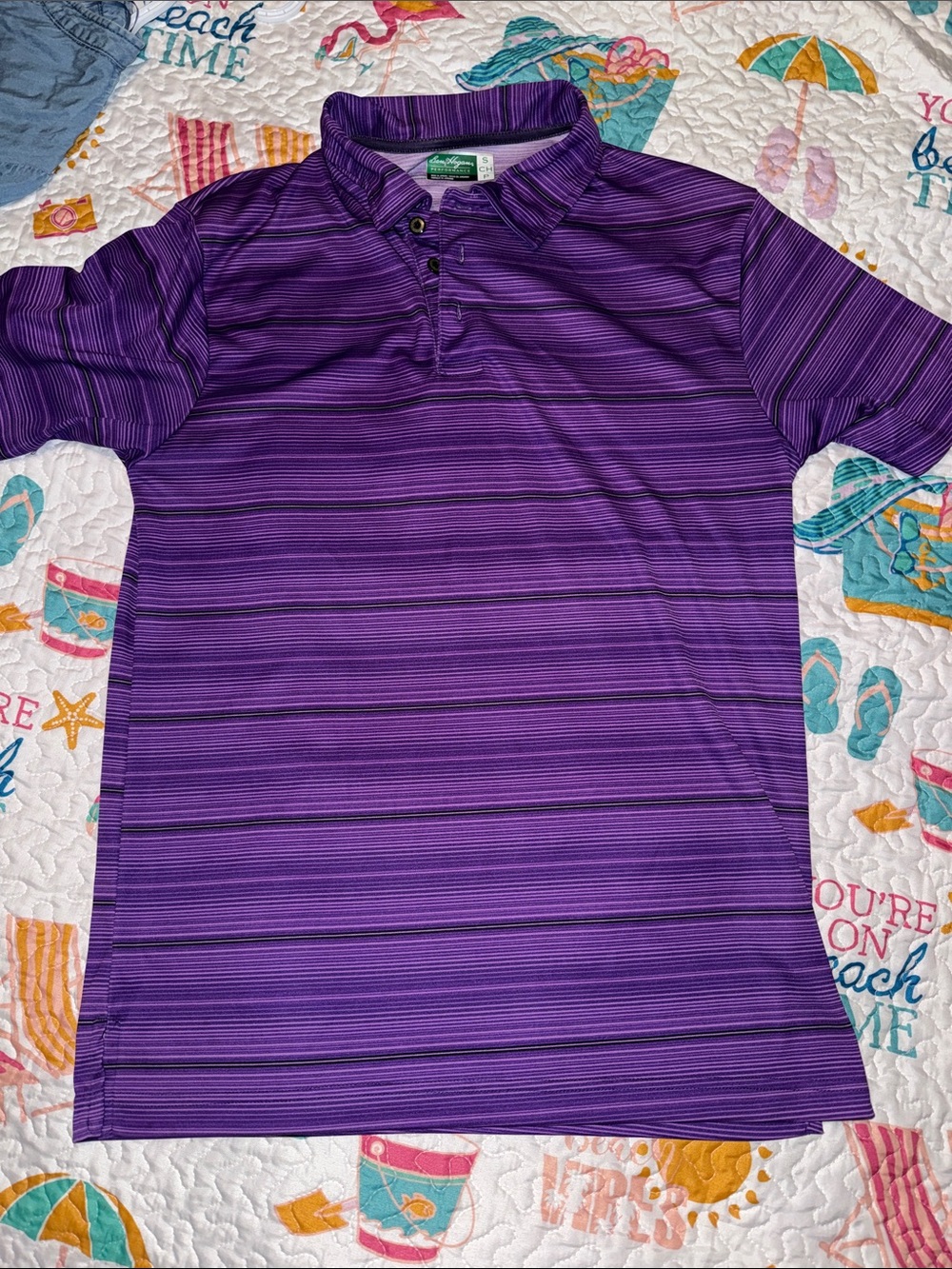 Ben Hogan Purple Striped Polo Shirt